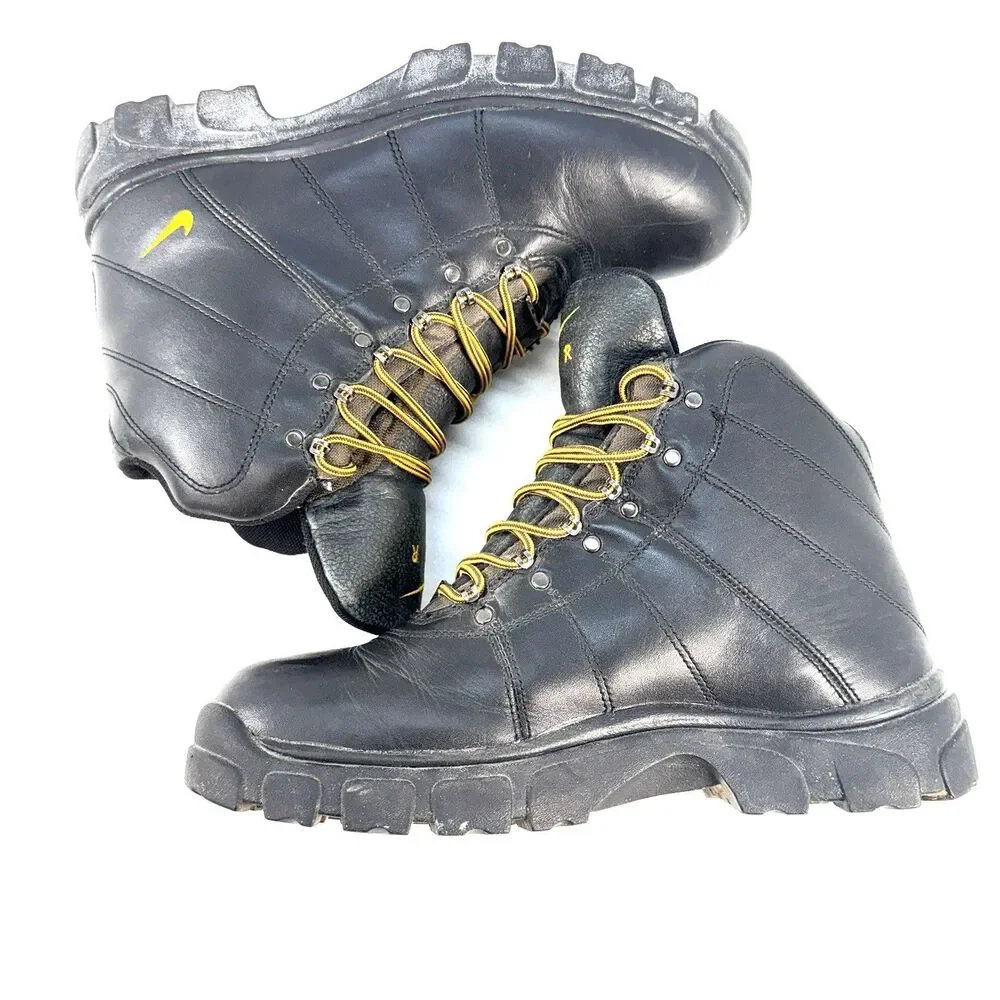 Vtg 1997 Nike Air ACG Black Leather Heavy Duty Hiking Mountain Trek Boot US 10